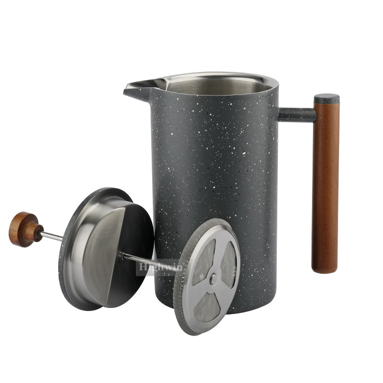 Factory Double Wall Pot  Brew Tea Stainless Steel French Press Coffee Maker To Plunger