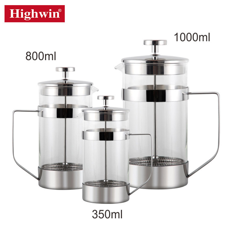 Highwin Heat-Resistant Borosilicate Glass Coffee Press Stainless Steel French Press