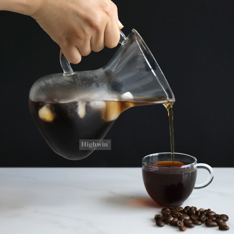 HIGHWIN Borosilicate  Glass Coffee Maker Pour Over Dripper Stainless Steel Filter