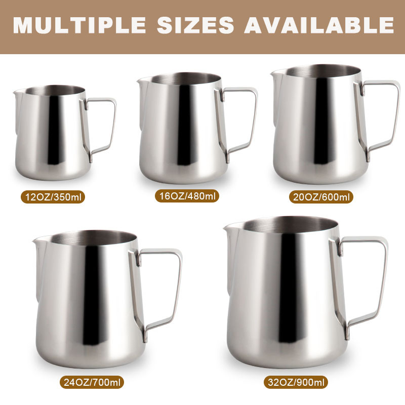 Factory Custom Sharp Spout 350ml 600ml Milk Foamer Milk Frother Steamer Stainless Steel Milk Pitcher