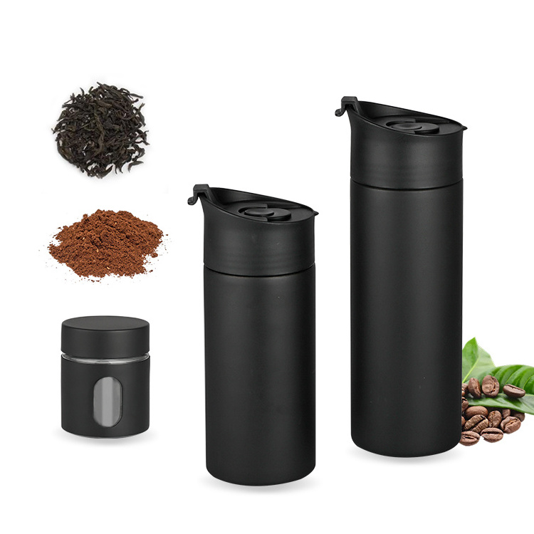 Highwin Factory Desgin Light Wood Printing Thermos Bottle French Press Espresso Cappuccino Car Coffee Maker