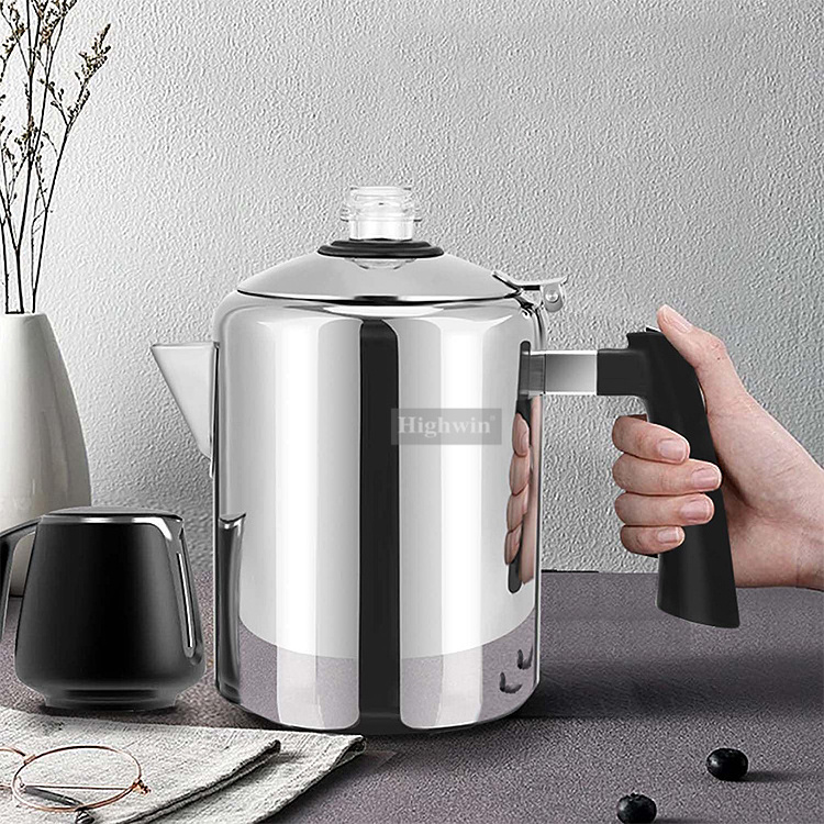 HIGHWIN Manufacture Wholesale 4 6 8cups Stainless Steel Coffee Percolator Coffee Maker For Travel