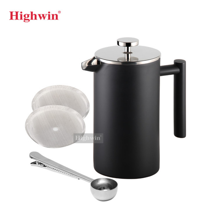 Black Color French Press Travel Coffee Press Stainless Steel French Coffee Press