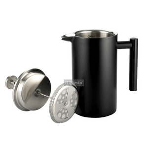 HIGHWIN Factory Wholesale French Press Matt Black Stainless Steel Double Wall Coffee Maker French Press