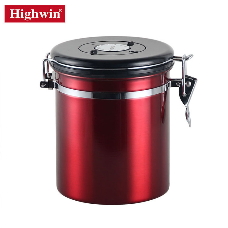 HIGHWIN Stainless Steel Airtight Co2 Coffee Bean Container Food Coffee Kitchen Storage Canister Tea Coffee Canister