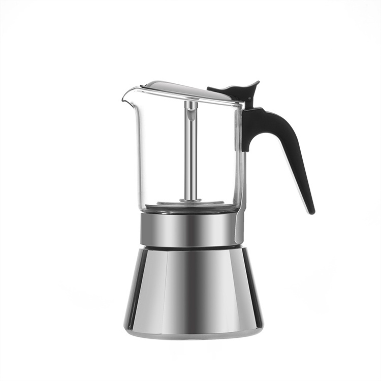 HGIHWIN Borosilicate Glass and Stainless Steel Stovetop Espresso Moka Pot Coffee Maker