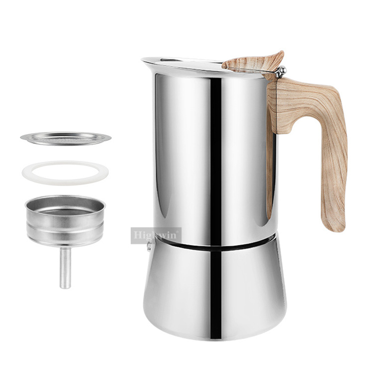 HIGHWIN 2 4 6 10 Cups Stainless Steel Induction-Capable Stovetop Espresso Maker Moka Pot Percolator