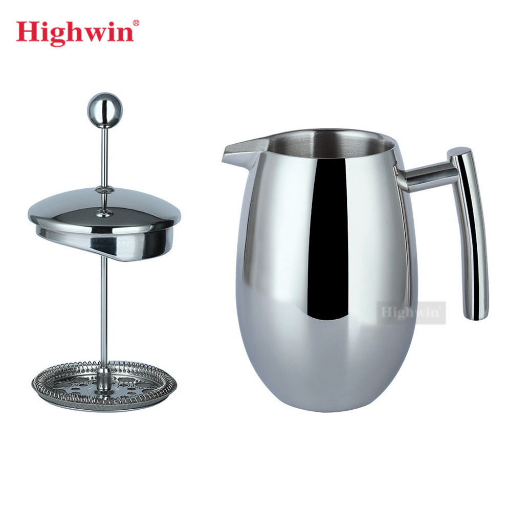 HIGHWIN Hot Sale Insulated Double Wall Stainless Steel French Press Coffee French Press Coffee Maker