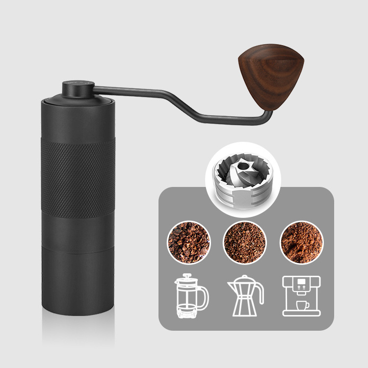 Comercial Portable Black Espresso Steel Burr Manual Coffee Grinder For Instant Coffee