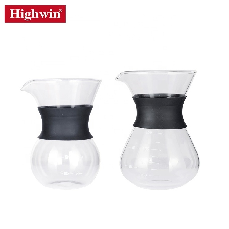 Heat Resistant Stainless Steel Paperless Filter Borosilicate Glass Carafe Pour Over Coffee Maker