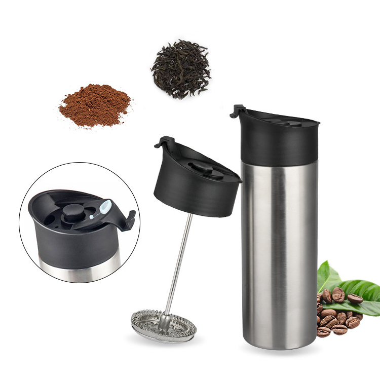 Highwin Factory Desgin Light Wood Printing Thermos Bottle French Press Espresso Cappuccino Car Coffee Maker