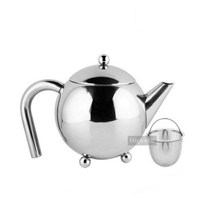 Stainless Steel Coffee Teapot Loose Leaf Tea Infuser Silver Metal Tea Pot