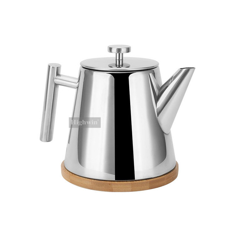 Factory Double Wall 1200ML Stainless Steel Tea Pot Set With Infuser