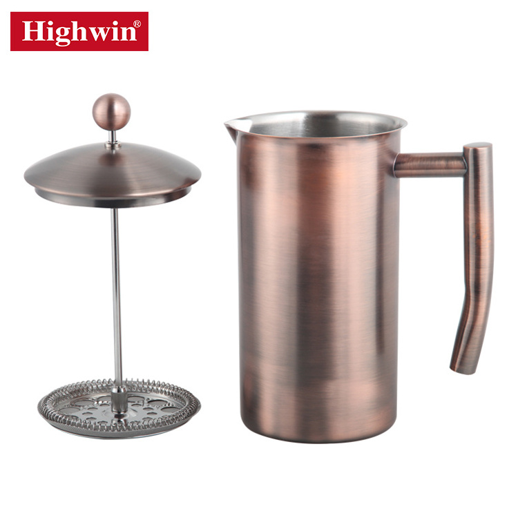 Highwin Factory Single Wall Copper Printing Brew French Press Tea And Coffee Maker