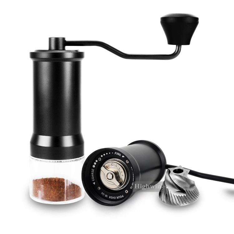 Portable Camping Hand Crank Manual Coffee Grinder Adjustable Stainless Steel Burr Coffee Bean Grinder