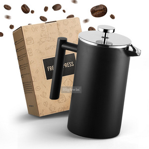 Black Color French Press Travel Coffee Press Stainless Steel French Coffee Press