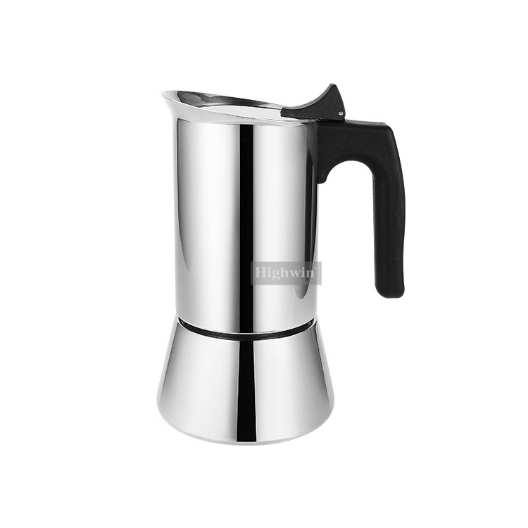 Induction-Capable Mocha Pot 450ml Stovetop Espresso Maker Stainless Steel Percolator