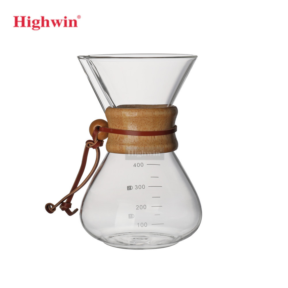 600ML Pour Over Coffee Brewer Glass Carafe Double Wall Glass Kettle