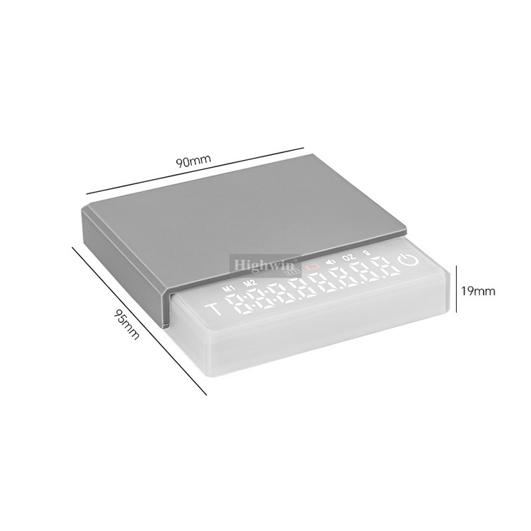 HIGHWIN Mini Coffee Scale Italian-Style Automatic Waterfall Timer 2kg/0.1g Accurate Rechargeable Scale