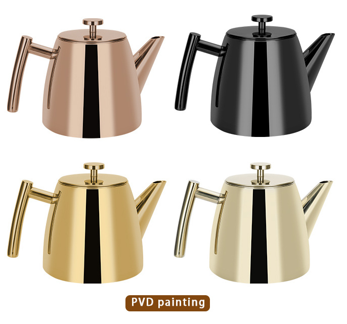 Pvd Painting Chinese Tea Sets Double Wall Teapot Keep Tea Hot Longer Kettle Stainless Steel Teapot And Tea Set With Infuser