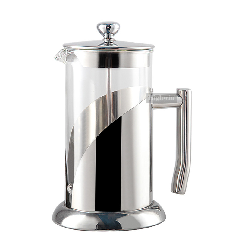 Best Selling Top Quality Silver Metal Frame Eco-Friendly Glass Coffee French Press