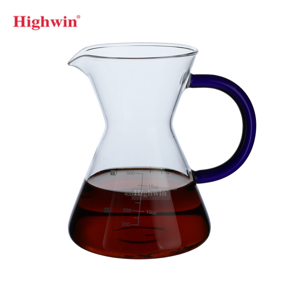 500ML Handheld Pour Over Coffee Maker Coffee Dripper Borosilicate Glass Pour Over Coffee Kettle