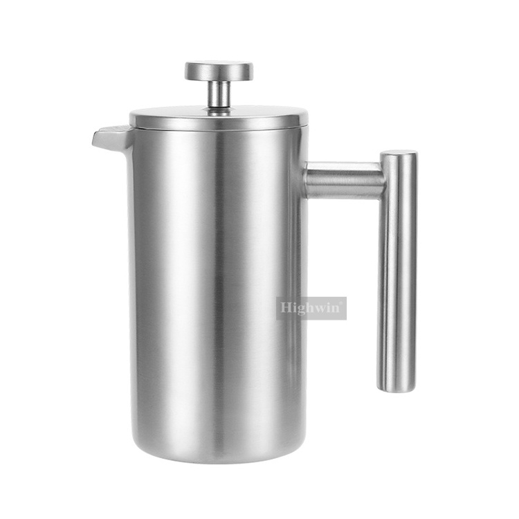 HIGHWIN Stainless Steel 304 French Press Silver French Coffee Press Coffee Maker