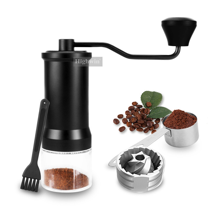 Portable Camping Hand Crank Manual Coffee Grinder Adjustable Stainless Steel Burr Coffee Bean Grinder