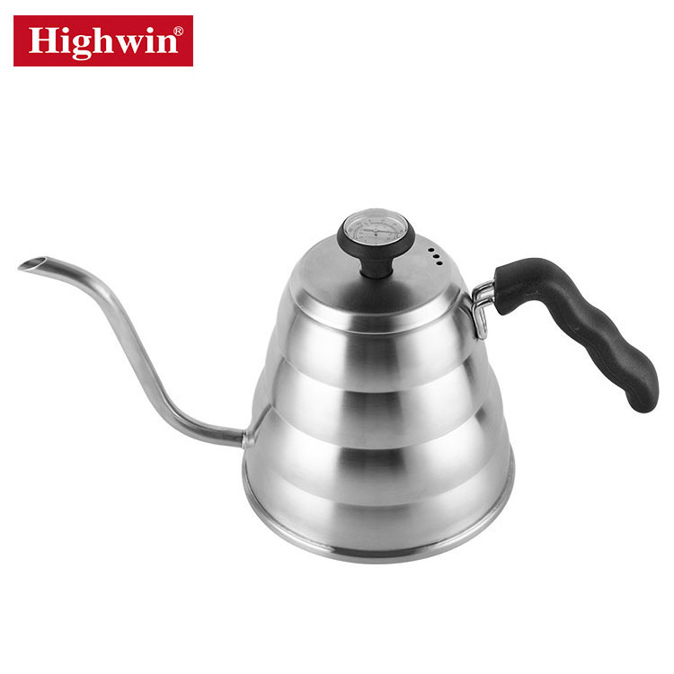 HIGHWIN 1200ml Stainless Steel Gooseneck Coffee Kettle with Thermometer