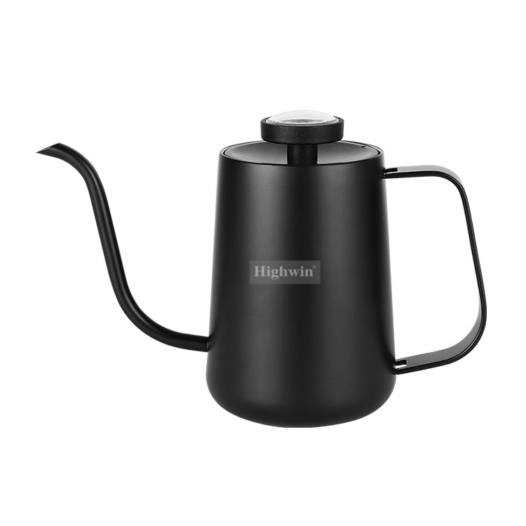 HIGHWIN Premium Stainless Steel Coffee Maker Tea Pot Black Gooseneck Kettle with Thermometer