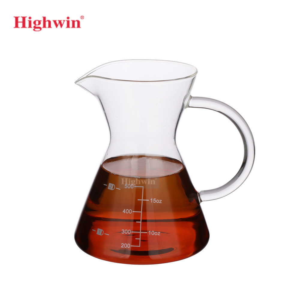 500ML Handheld Pour Over Coffee Maker Coffee Dripper Borosilicate Glass Pour Over Coffee Kettle