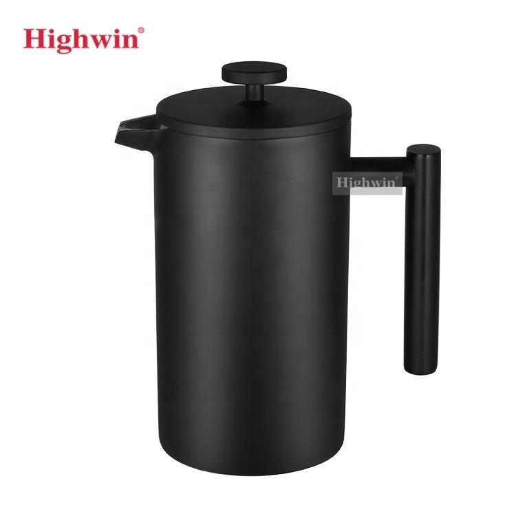 HIGHWIN Factory Wholesale French Press Matt Black Stainless Steel Double Wall Coffee Maker French Press