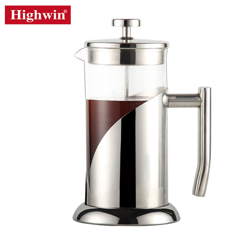 Best Selling Top Quality Silver Metal Frame Eco-Friendly Glass Coffee French Press