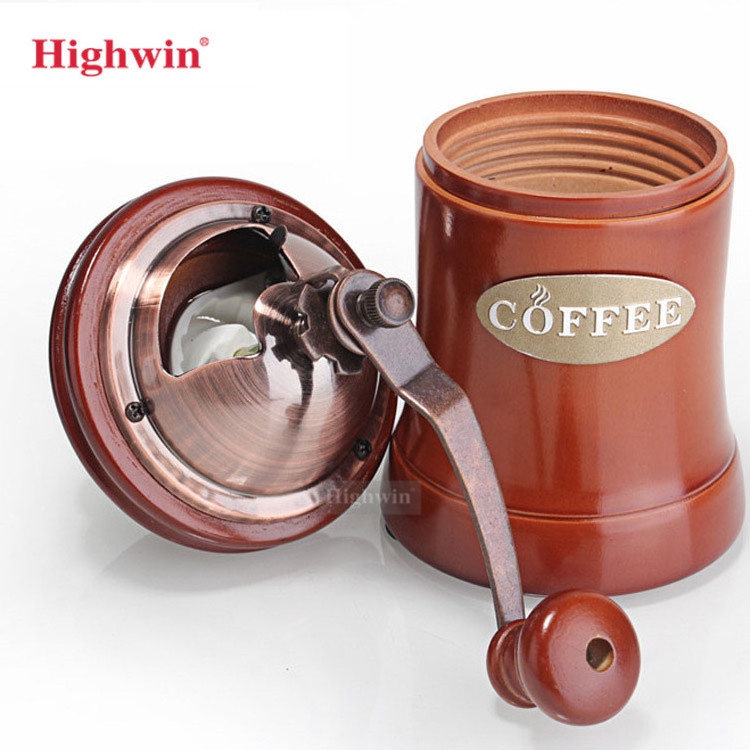 HIGHWIN Handheld Vintage Coffee Grinder Manual Wooden Hand Coffee Been Grinder