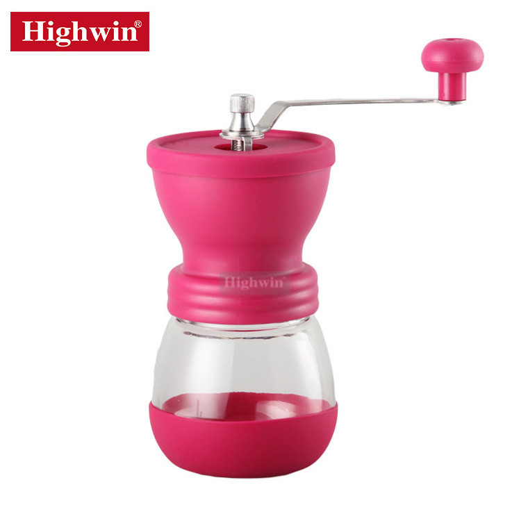 Coffee Mill Grinder with Ceramic Burrs Stainless Steel Handle and Silicon Cover