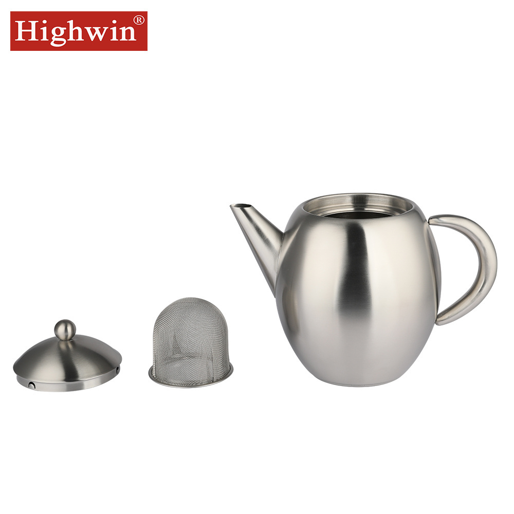 Highwin Factory Wholesales Stainless Steel Metal Unbreakable Tea Infuser Teapot