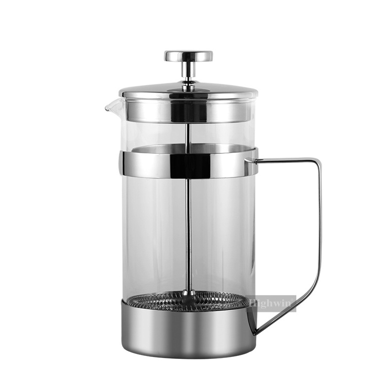 Highwin Heat-Resistant Borosilicate Glass Coffee Press Stainless Steel French Press