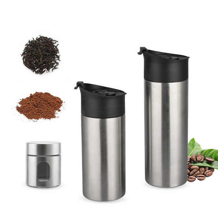 Highwin Factory Desgin Light Wood Printing Thermos Bottle French Press Espresso Cappuccino Car Coffee Maker