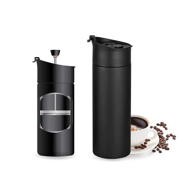 Highwin Factory Desgin Light Wood Printing Thermos Bottle French Press Espresso Cappuccino Car Coffee Maker