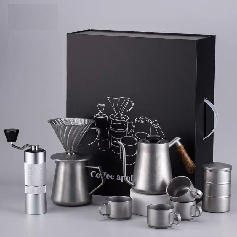 9PCS Outdoor Manual Hand Drip Gift Box Set Pour Over Coffee & Tea Sets