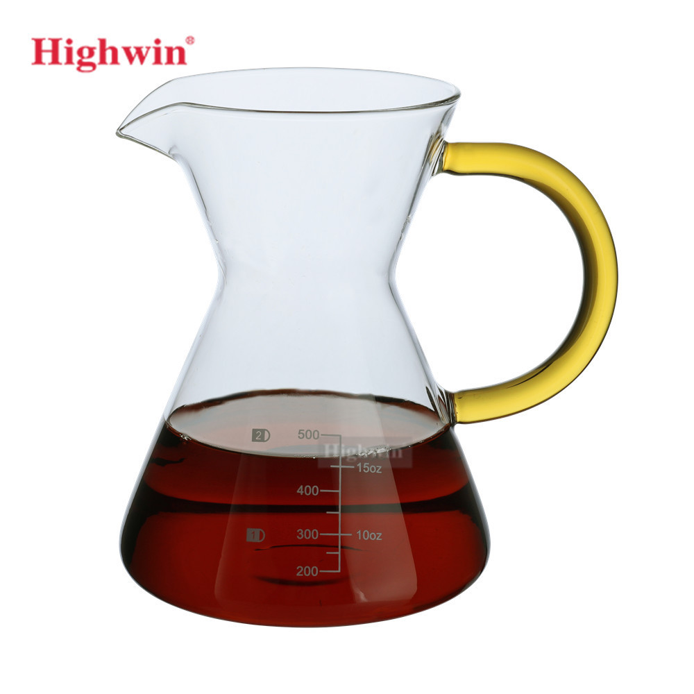 500ML Handheld Pour Over Coffee Maker Coffee Dripper Borosilicate Glass Pour Over Coffee Kettle