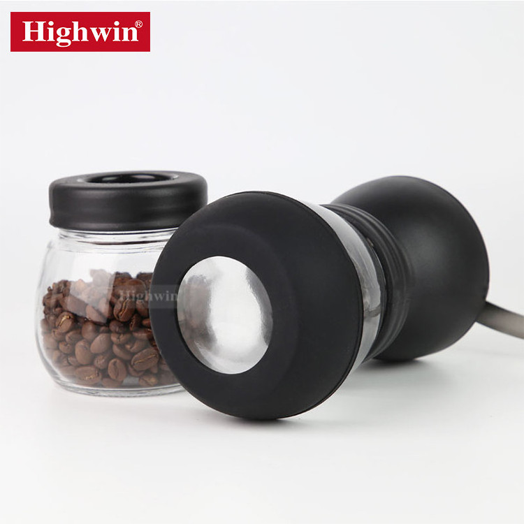 Coffee Mill Grinder with Ceramic Burrs Stainless Steel Handle and Silicon Cover