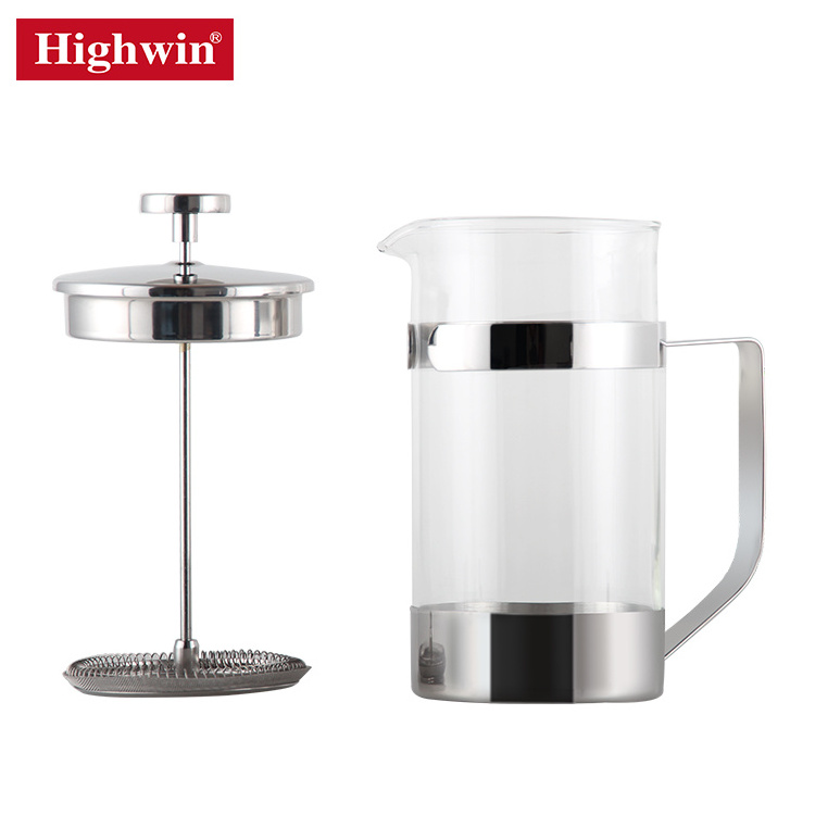 Highwin Heat-Resistant Borosilicate Glass Coffee Press Stainless Steel French Press