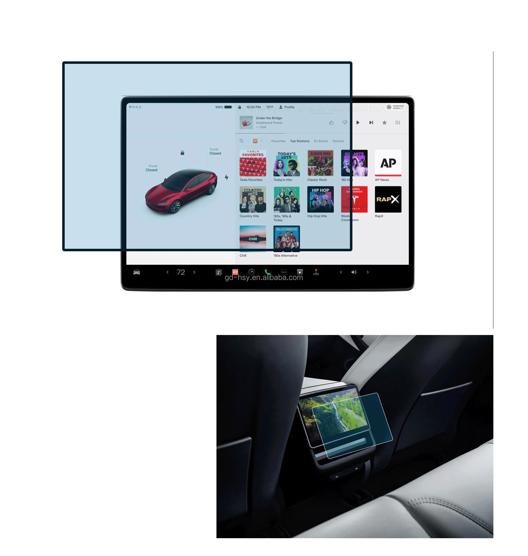 2023 version Tesla Car Navigation 15.4 inch and Rear screen 8 inch Tempered Glass Accessories for Tesla Model 3 Screen Protector