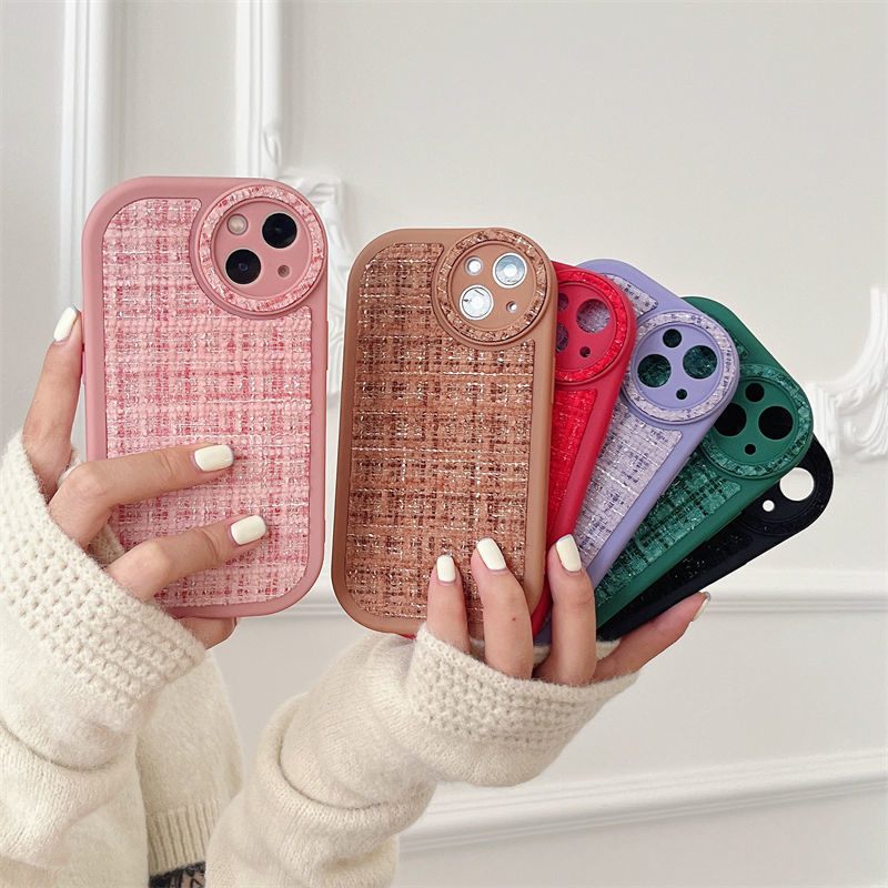 Luxury Winter Warm Retro Plaid Plush Cloth Phone Case For iPhone 14 13 12 11 Pro Max XS XR Silicone Shockproof Back Cover