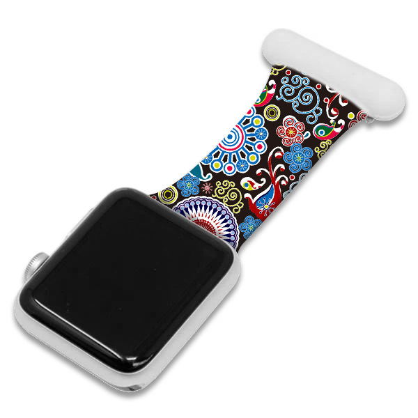 new design Leopard Printing Fob Sport Strap Fob brooch for Apple Watch Series 6 Band Nurse Silicone Fobs Pin