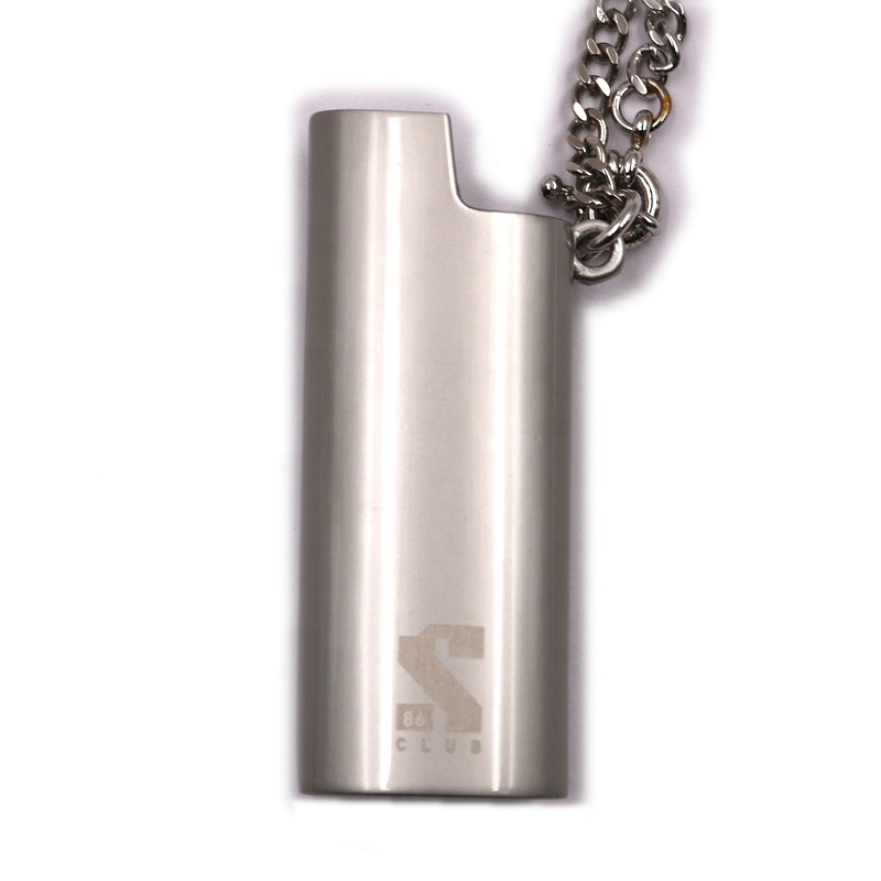 High Quality Custom Silver Necklace Custom With Pendant Lighter Case Sleeve J5 Lighter Case