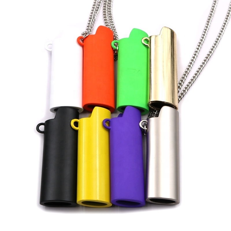 High Quality Custom logo Colorful metal zinc alloy J3 J5 Lighter Case with necklace