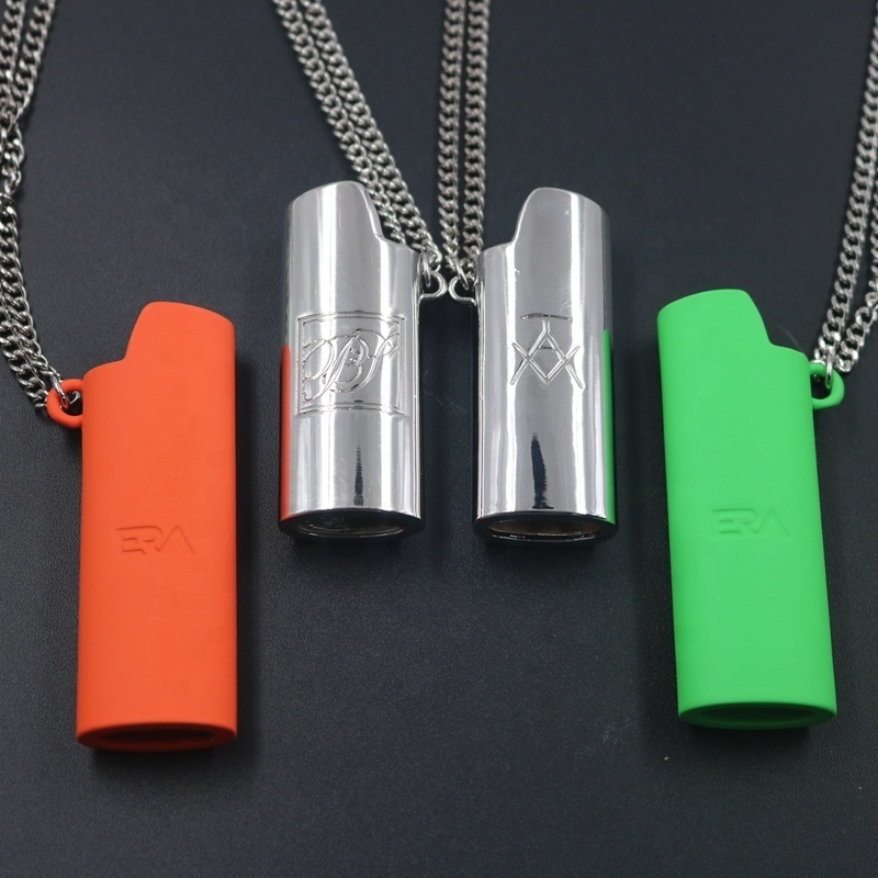 High Quality Custom Colorful Matte Lighter Case Necklace Custom Lighter Case With Pendant