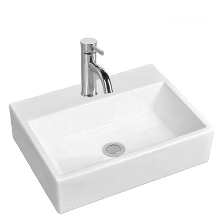 Superior Apartment Bathroom Counter Basin Good Quality Ceramic Art Basin Hotel Bathroom White Square Sink